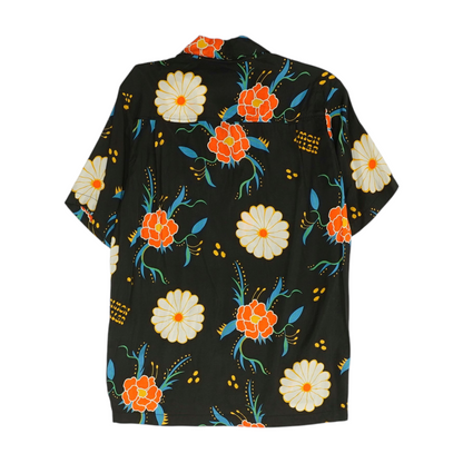 Black Floral Short Sleeve Button Down