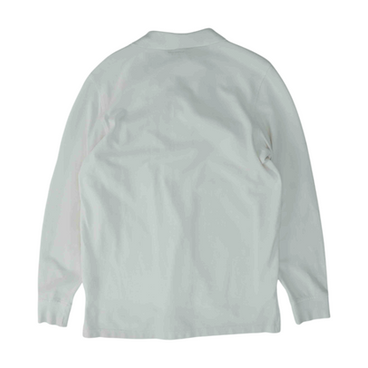 White Solid Long Sleeve Polo
