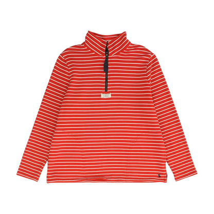 Red Striped 1/4 Zip Pullover