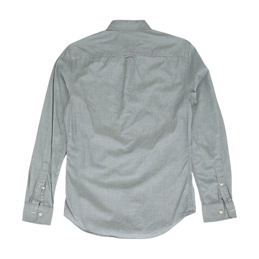Gray Solid Long Sleeve Button Down