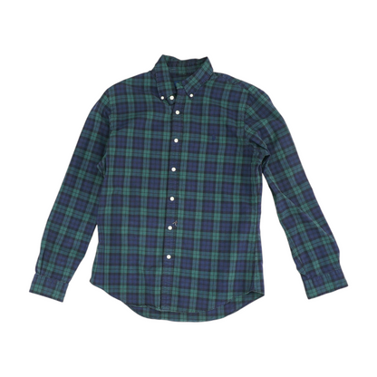 Green Plaid Long Sleeve Button Down