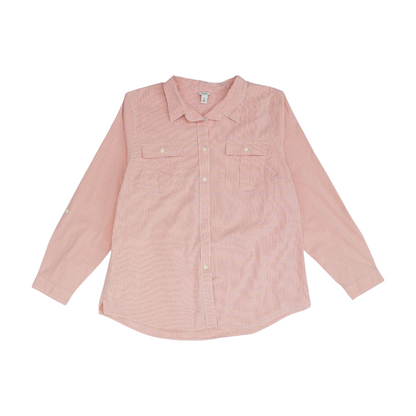 Coral Check Button Down