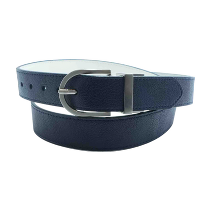 Navy Reversible Faux Leather Belt
