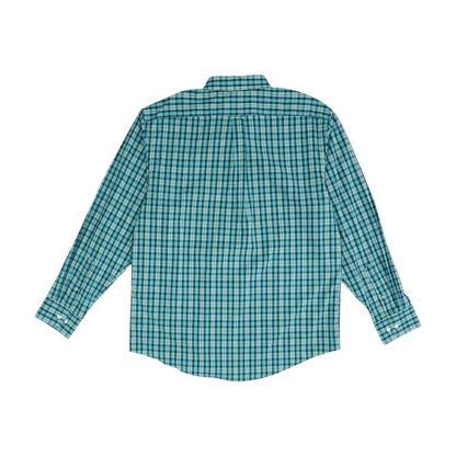Green Plaid Long Sleeve Button Down