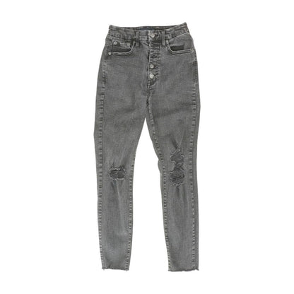 Black Solid High Rise Skinny Leg Jeans