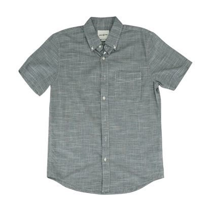 Gray Print Short Sleeve Button Down