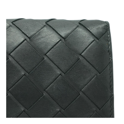 Long Wallet in Black Intrecciato Leather