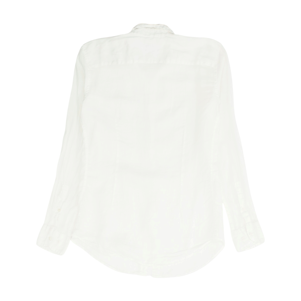White Solid Long Sleeve Button Down