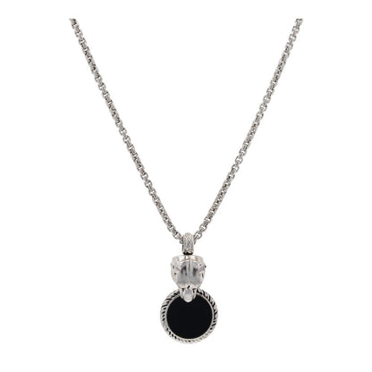 Sterling Silver Onyx And Black Diamond Accent Panther Pendant Necklace
