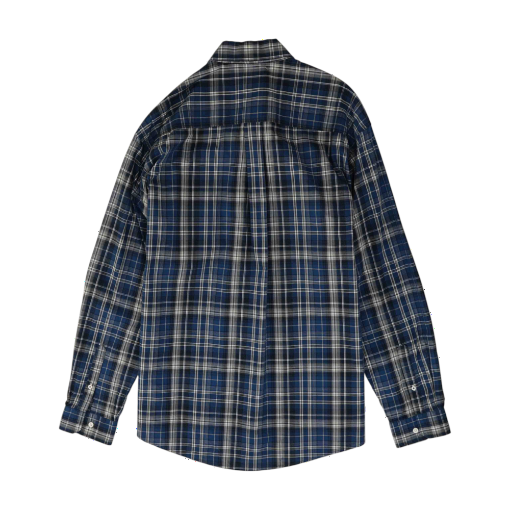 Navy Plaid Long Sleeve Button Down
