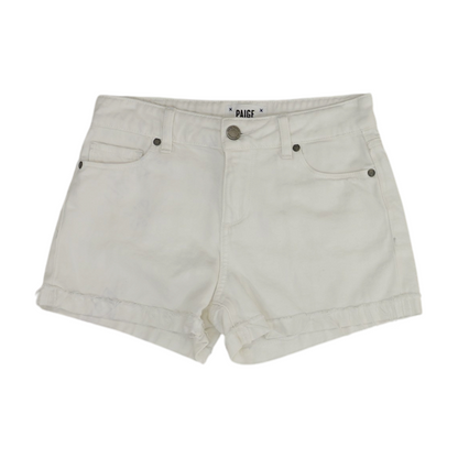White Solid Denim Shorts