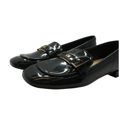 Black Leather Penny Square-Toe Loafers