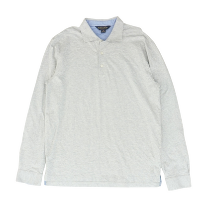 Gray Solid Long Sleeve Polo