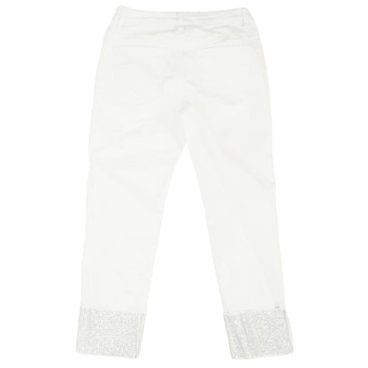 White Solid Mid Rise Slim Leg Jeans