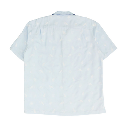 Blue Graphic Short Sleeve Button Down