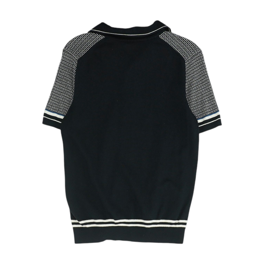 Black Geometric Short Sleeve Button Down