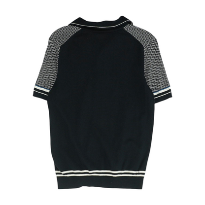 Black Geometric Short Sleeve Button Down