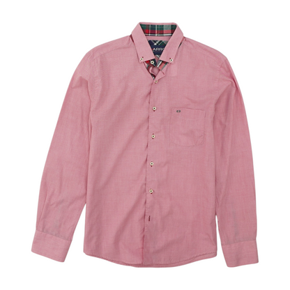 Pink Solid Long Sleeve Button Down
