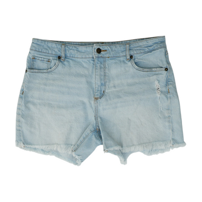 Blue Solid Denim Shorts