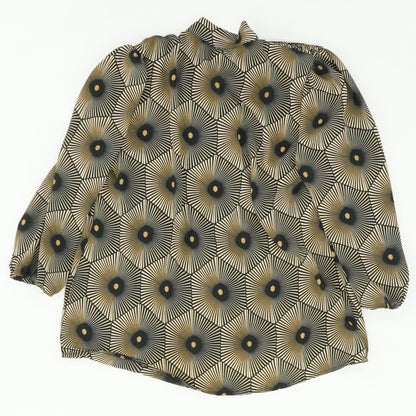 Tan Geometric 3/4 Sleeve Blouse