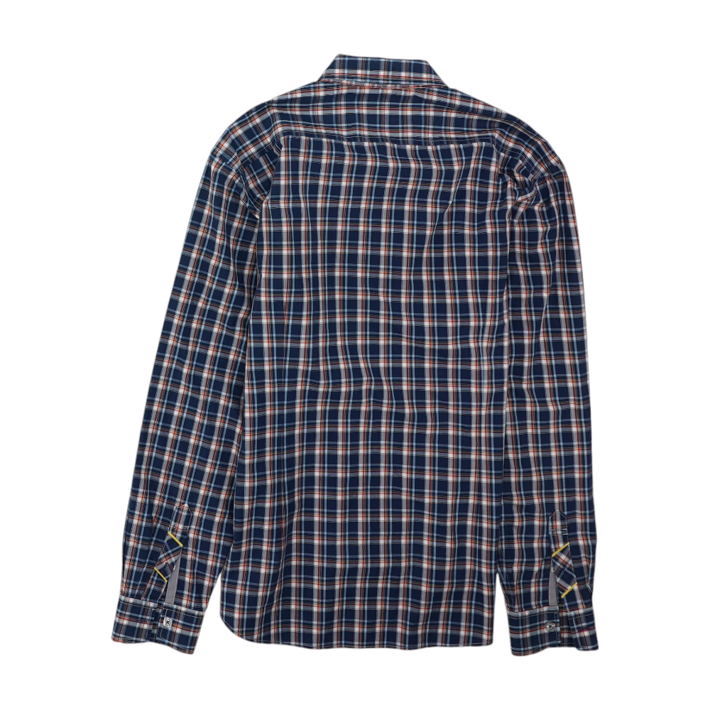 Navy Plaid Long Sleeve Button Down