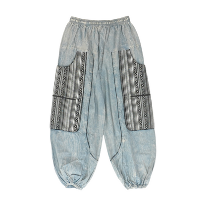Blue Color Block Regular Pants