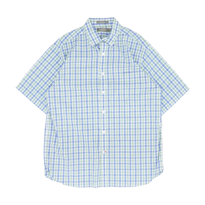 Blue Plaid Short Sleeve Button Down