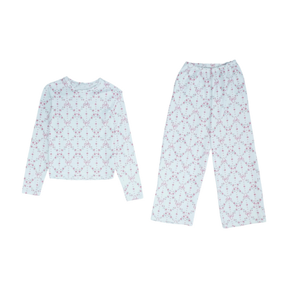 White Floral Pajama Set