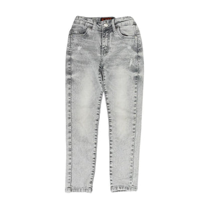 Gray Solid Tapered Jeans