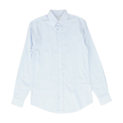 Blue Solid Long Sleeve Button Down