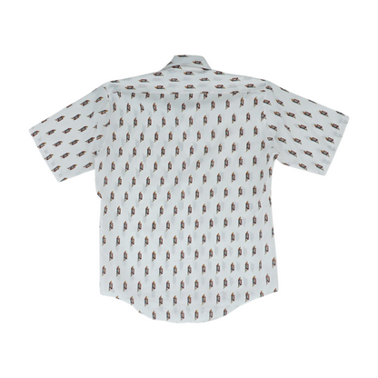Vintage White Graphic Short Sleeve Button Down