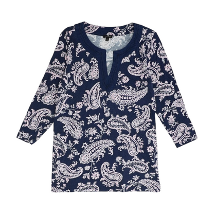 Navy Paisley Blouse