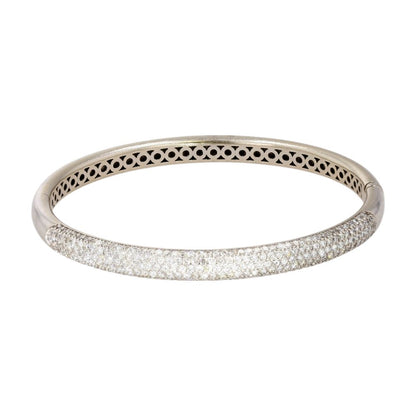 2.50 ct 14K White Gold Pave Diamond Hinged Bangle Bracelet