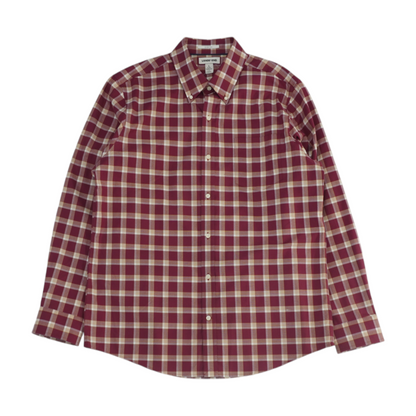Burgundy Plaid Long Sleeve Button Down