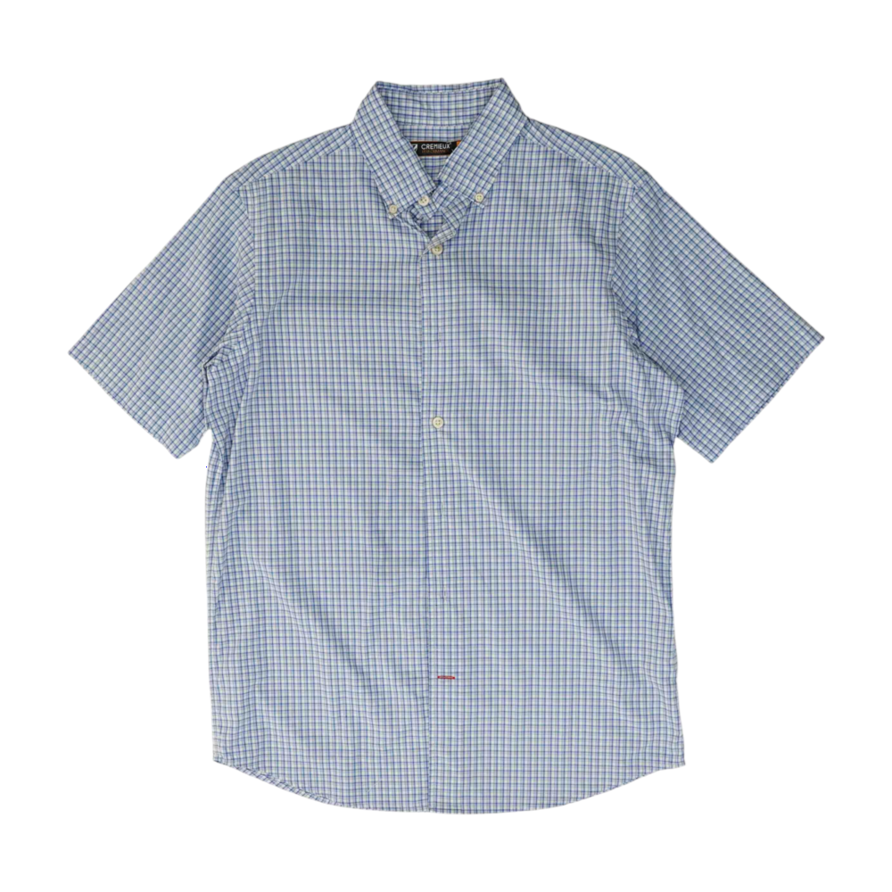 Blue Plaid Short Sleeve Button Down