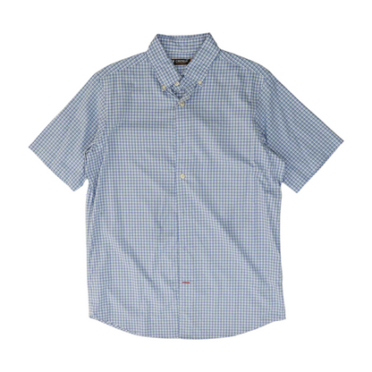 Blue Plaid Short Sleeve Button Down