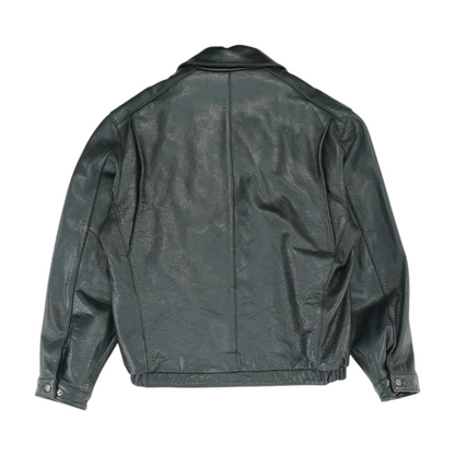 Black Solid Leather Jacket