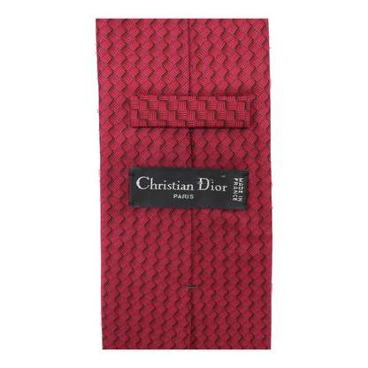 Vintage Red Jacquard Basketweave Neck Tie