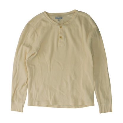 Beige Solid Henley T-Shirt