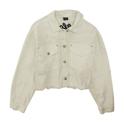 White Solid Denim Jacket