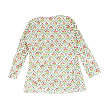 White Floral Long Sleeve Blouse