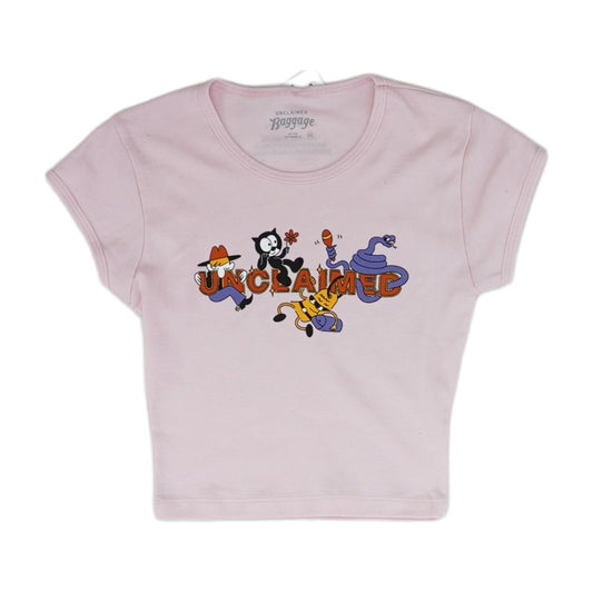 Pink Cropped Unclaimed Baggage T-Shirt – Image 1