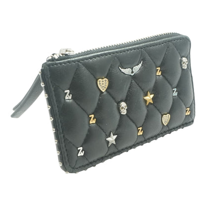 Black Zv Card Lucky-Charms Leather Cardholder