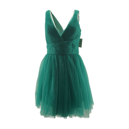 Green Polyester Blend Mini Dress