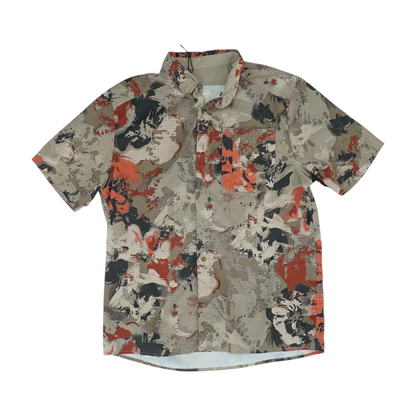 Brown Graphic Short Sleeve Button Down