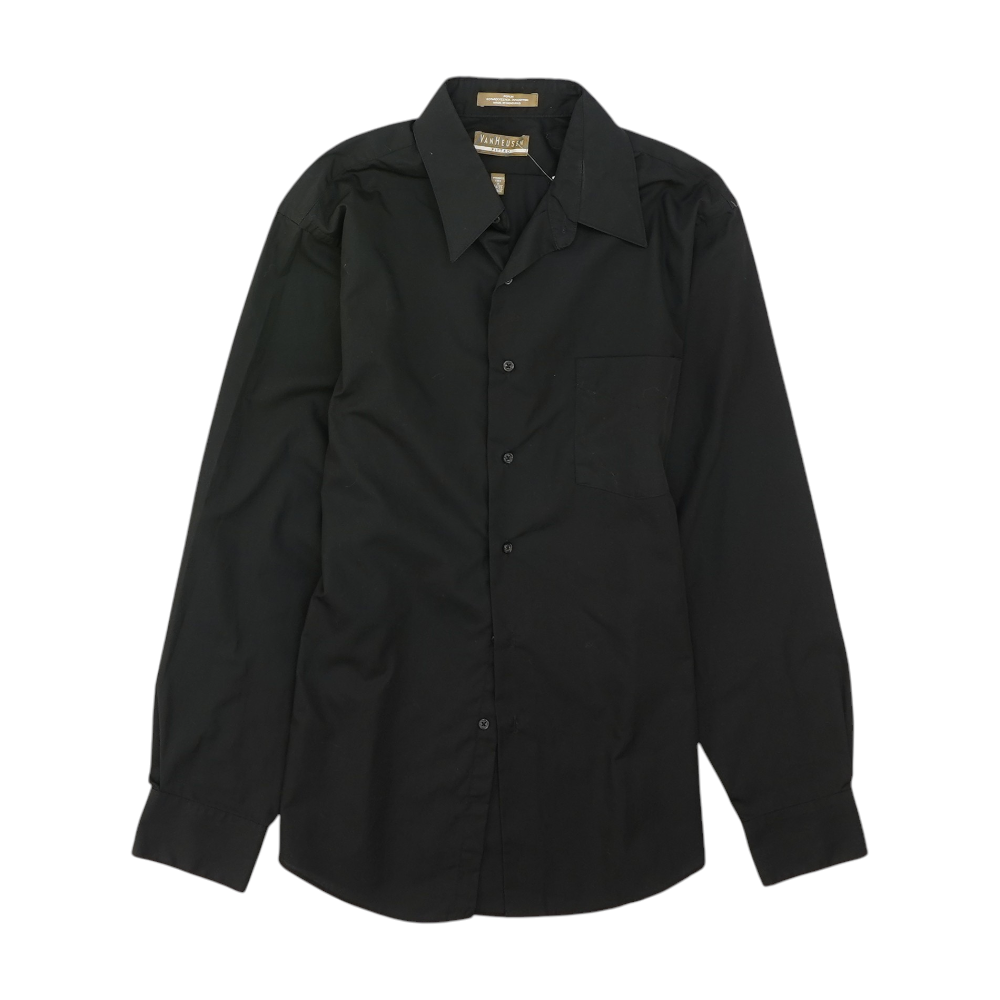 Black Solid Long Sleeve Button Down