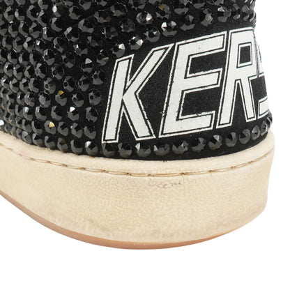 Ball Star in Black Suede with White Star and Swarovski Crystals