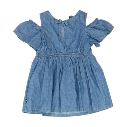 Blue Solid Short Sleeve Blouse