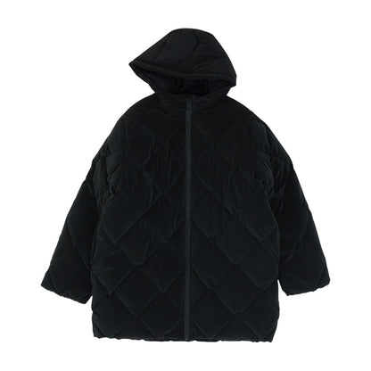 Black Solid Puffer Jacket