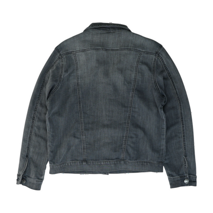 Gray Solid Denim Jacket